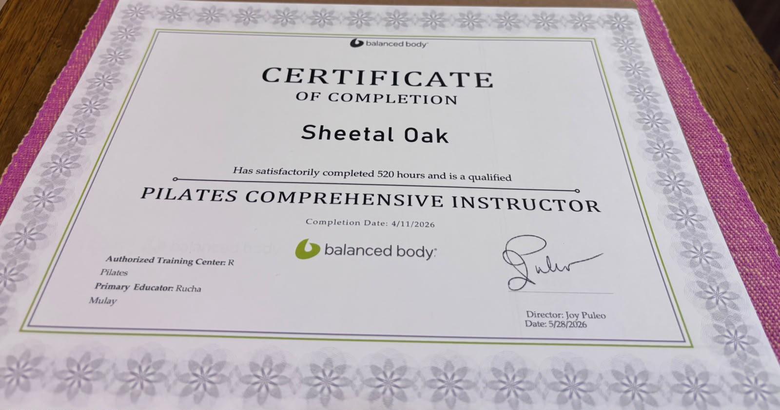Comprehensive Pilates Teacher Certificate